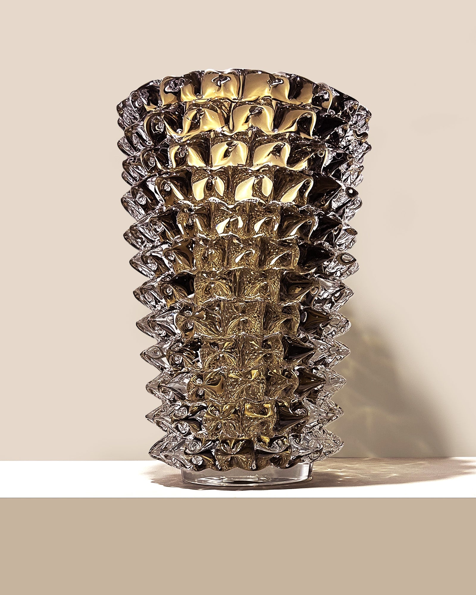 Solenne Vase in bronze, hand-blown sculptural glass vase